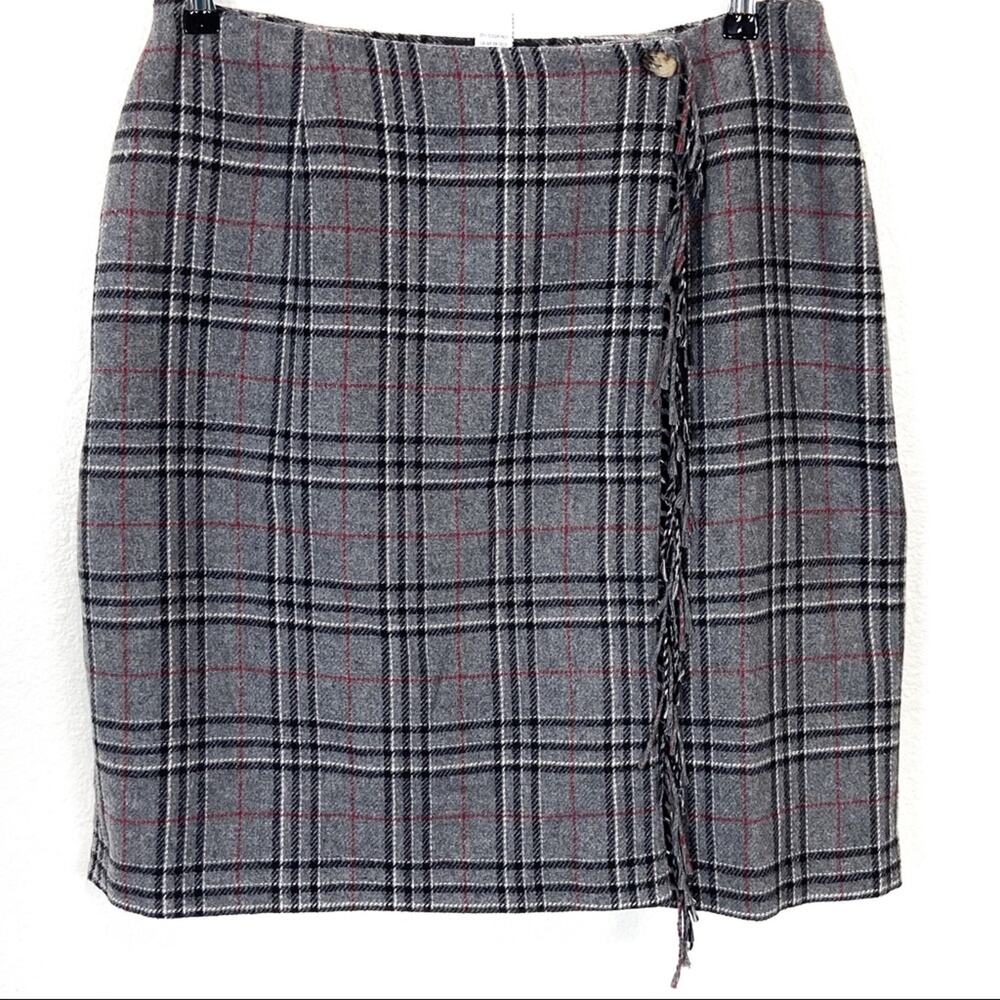 Sag Harbor Skirt Preppy Plaid Women Size 18 Vintage Wool Blend Faux Wrap 90s